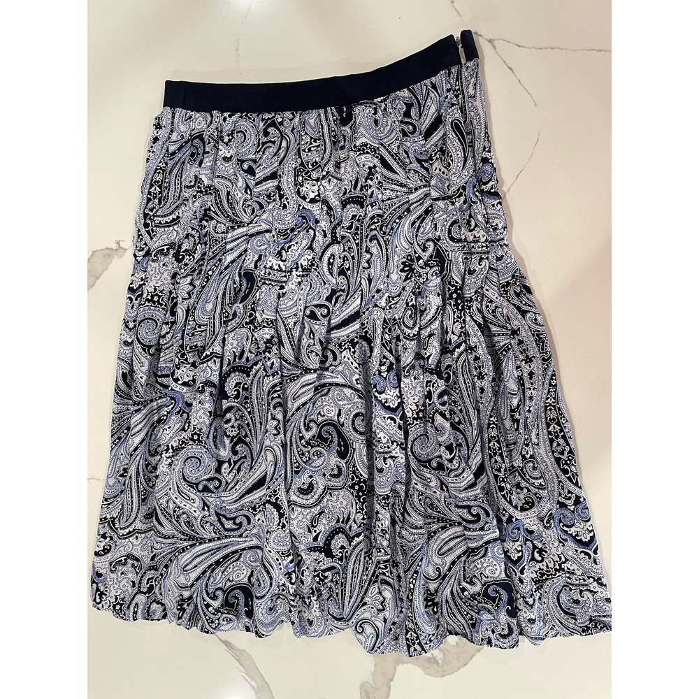 Trina Turk Womens Skirt‎ Sz 6 Blue Silk Paisley A-Line AK101